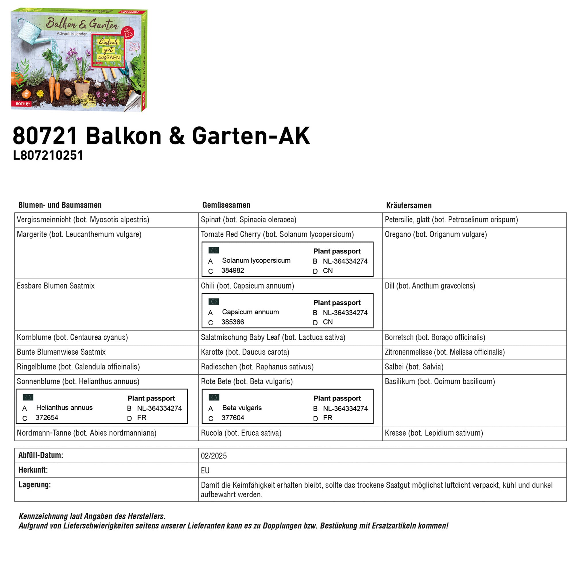 Balkon und Garten Adventskalender