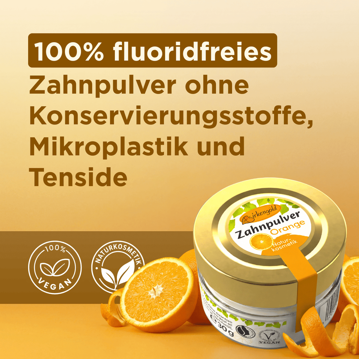 Fluoridfreies Zahnpulver Orange