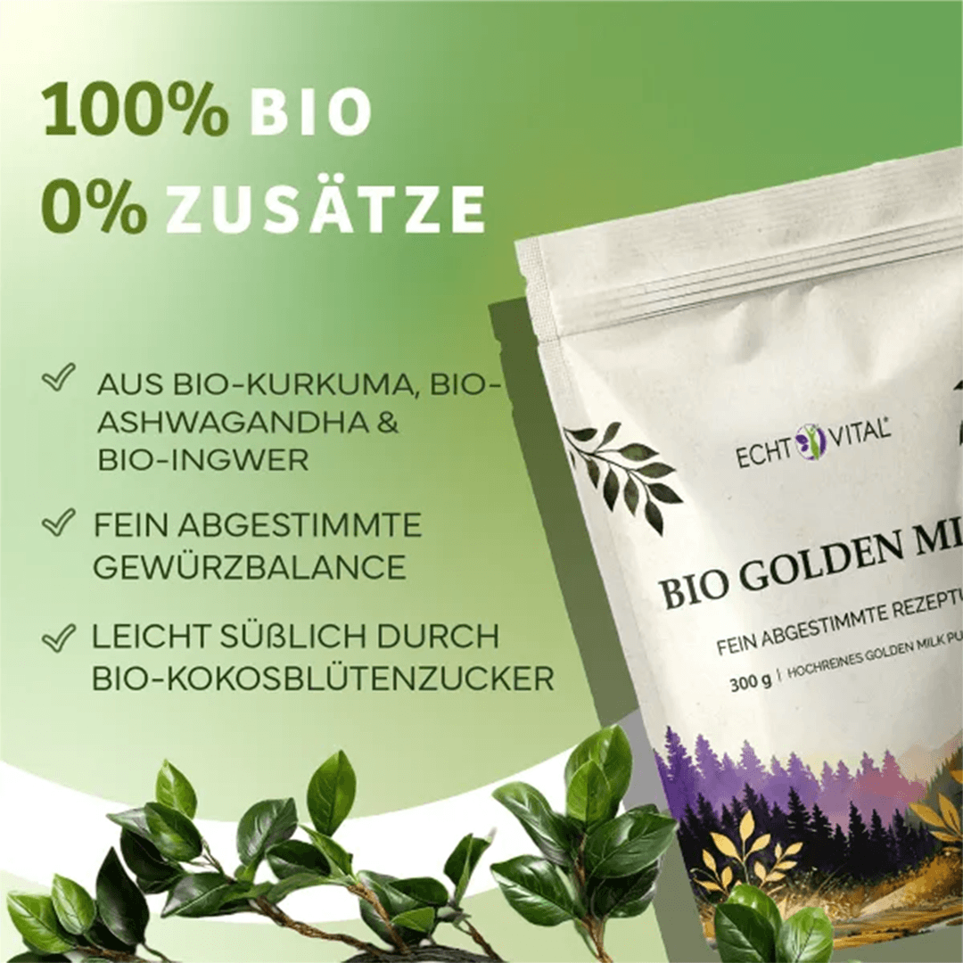 Bio Goldene Milch Pulver mit Pflanzenstoffen