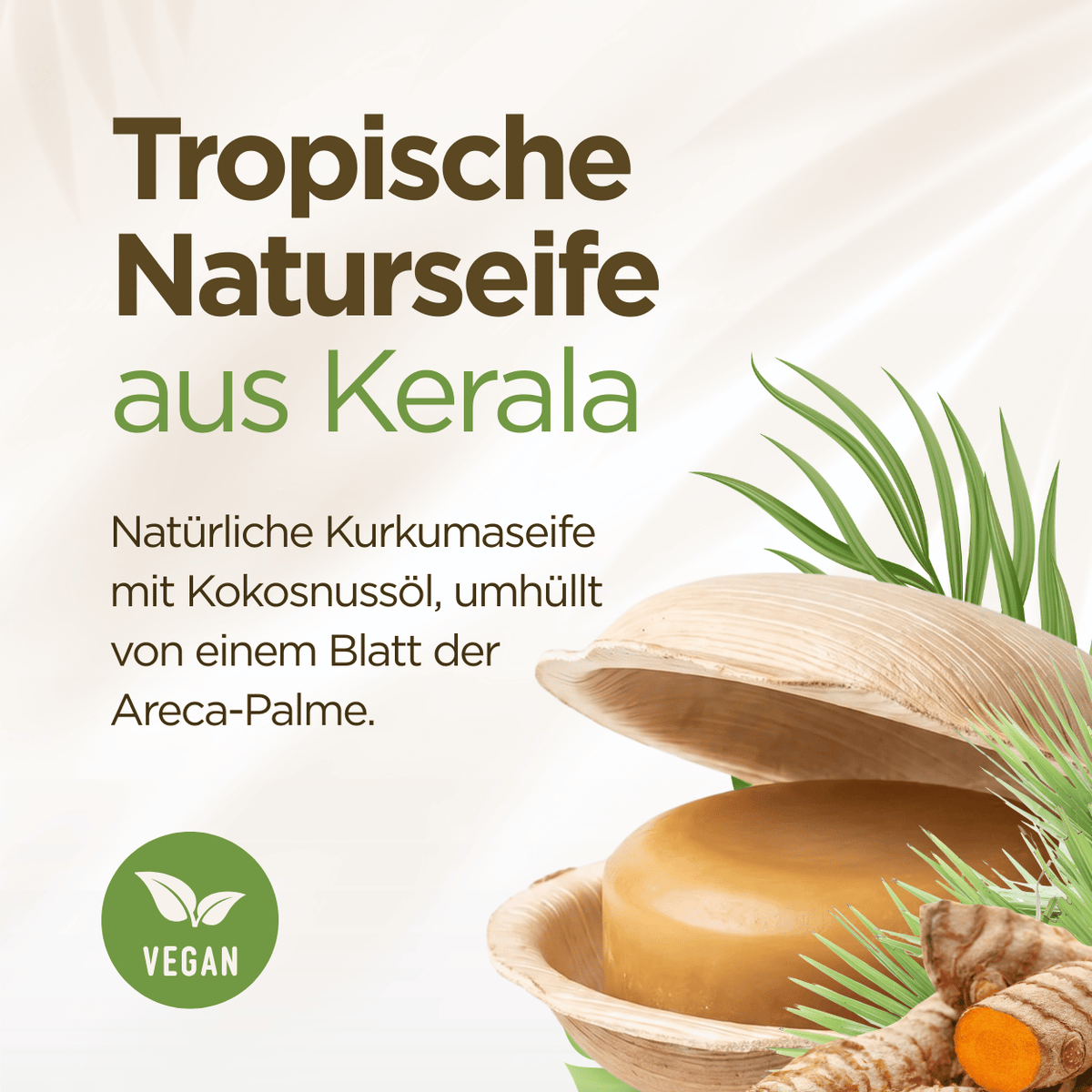 Infografik zur Holy Lama Kurkuma Seife im Palmblatt