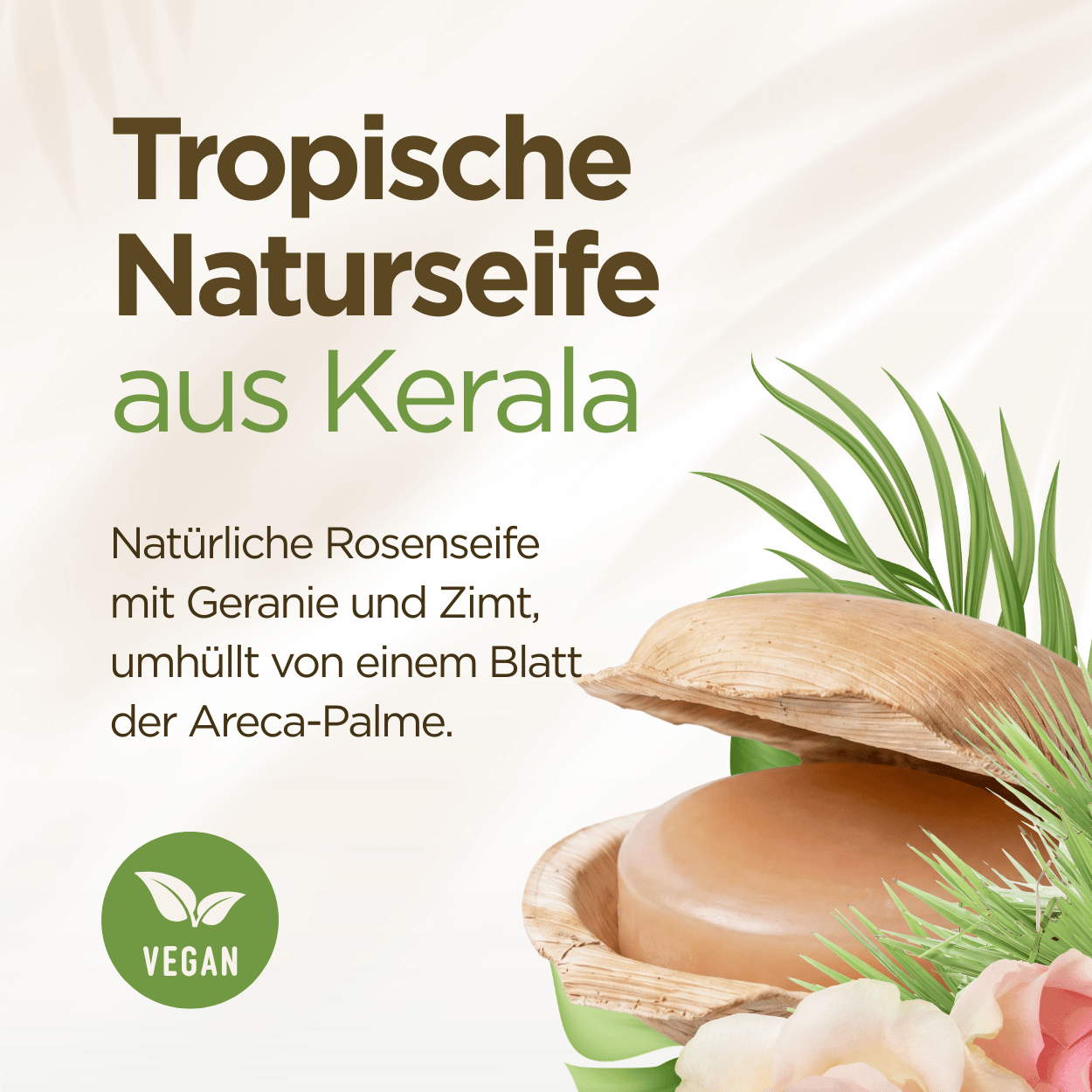 Infografik zur Holy Lama Rosenseife im Palmblatt