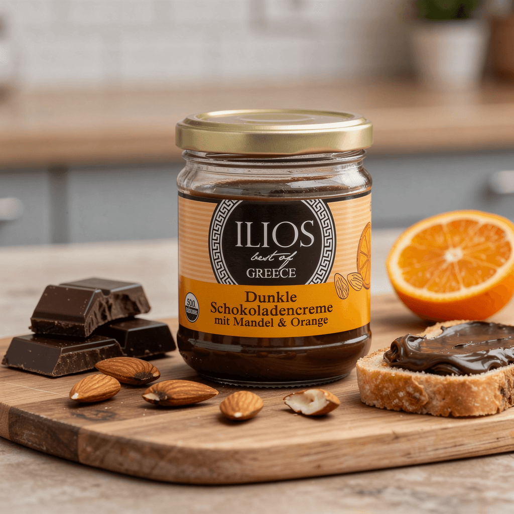 Dunkle Schokoladencreme mit Mandel und Orange (vegan)