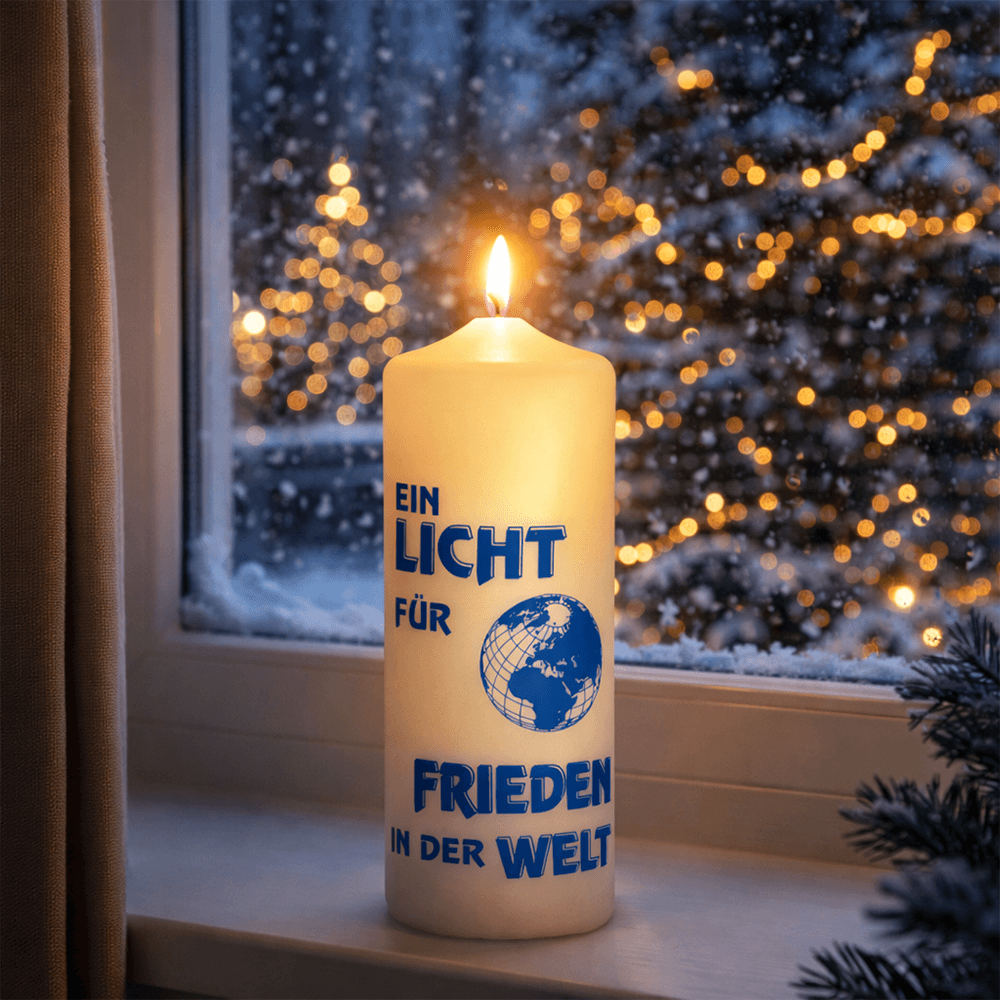 Kerze „Ein Licht für Frieden in der Welt“