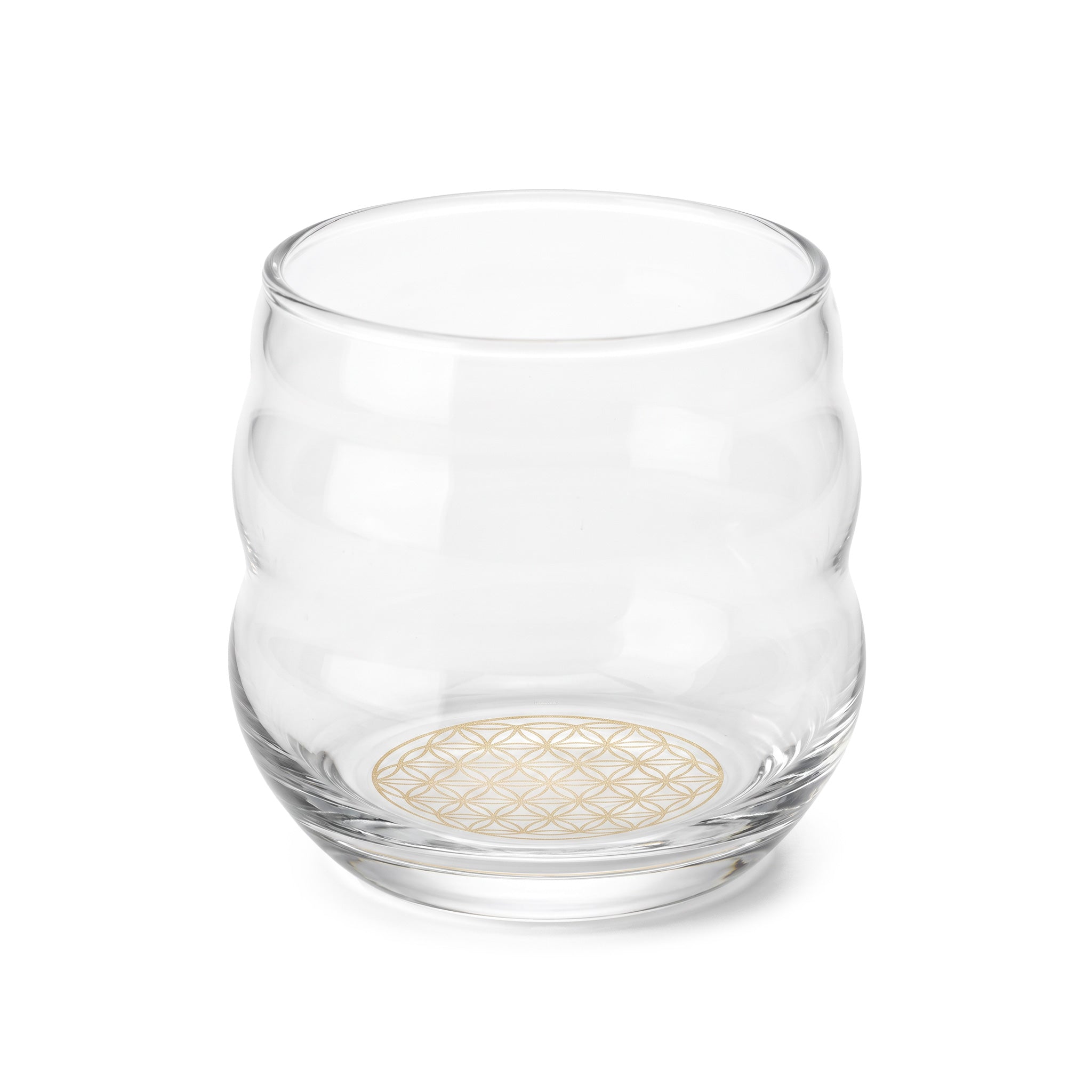 Trinkglas Mythos mit Blume des Lebens in Gold