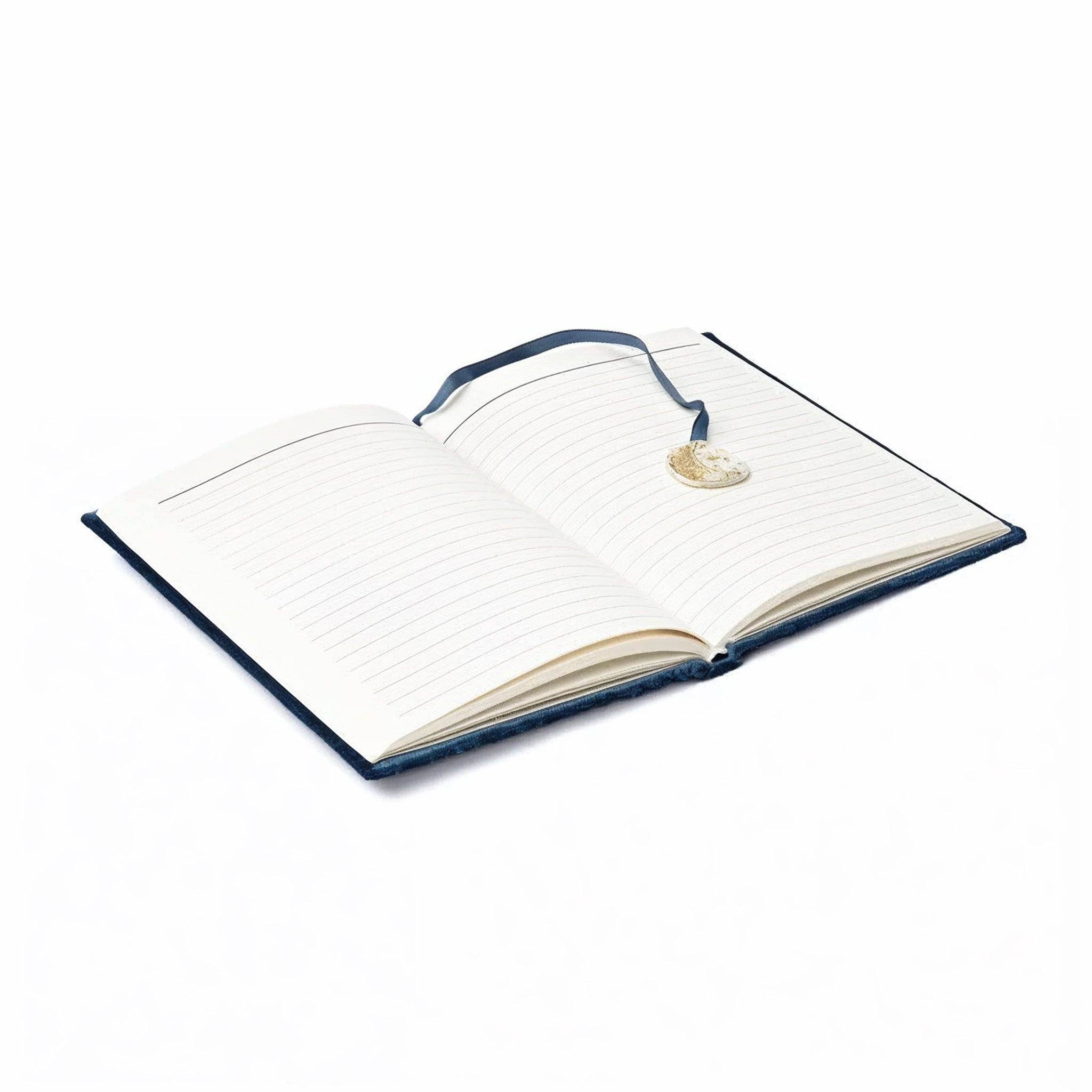 Notizbuch Samt blau mit Mond – Stickerei