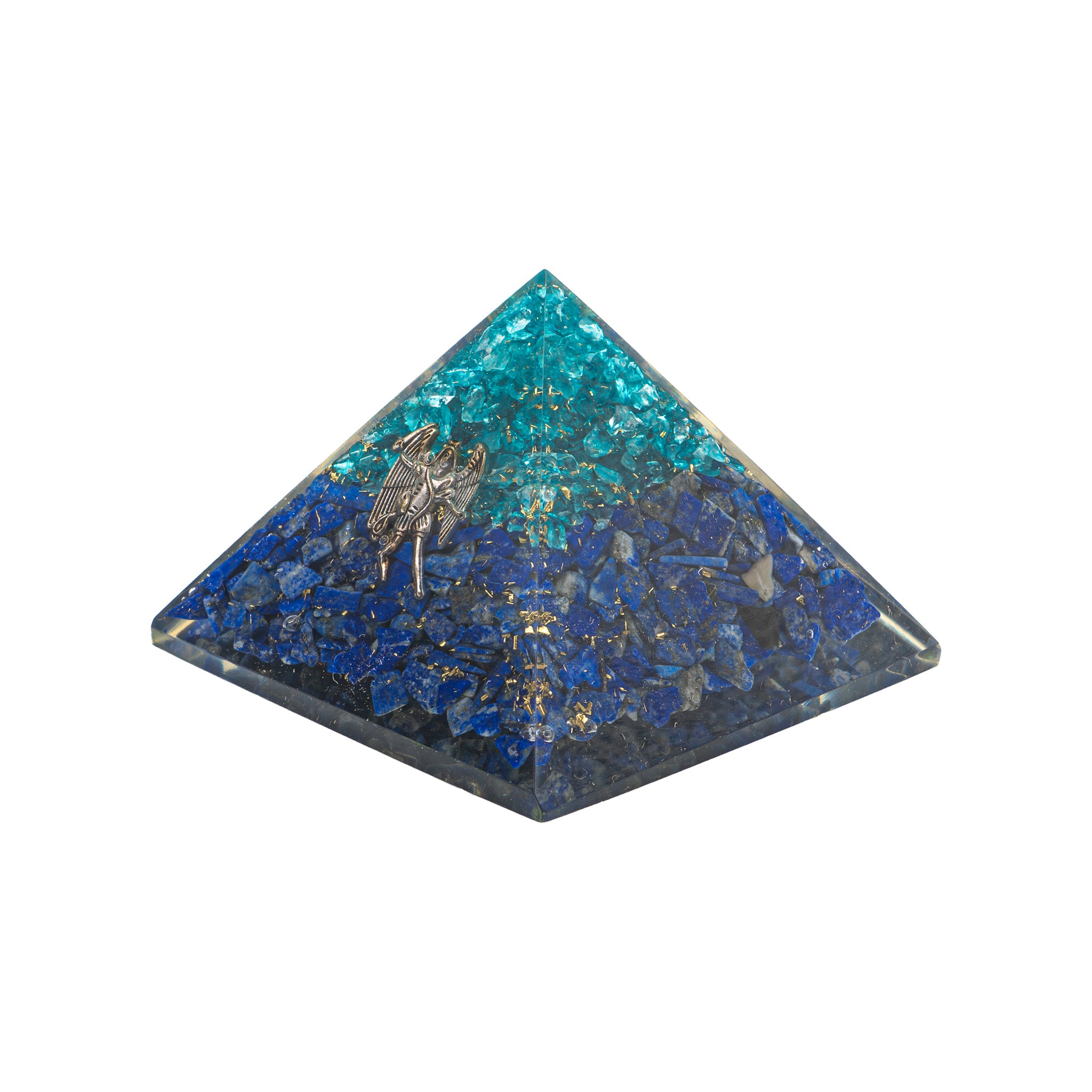 Orgonit Pyramide mit Lapislazuli, Aquamarin und Erzengel Michael