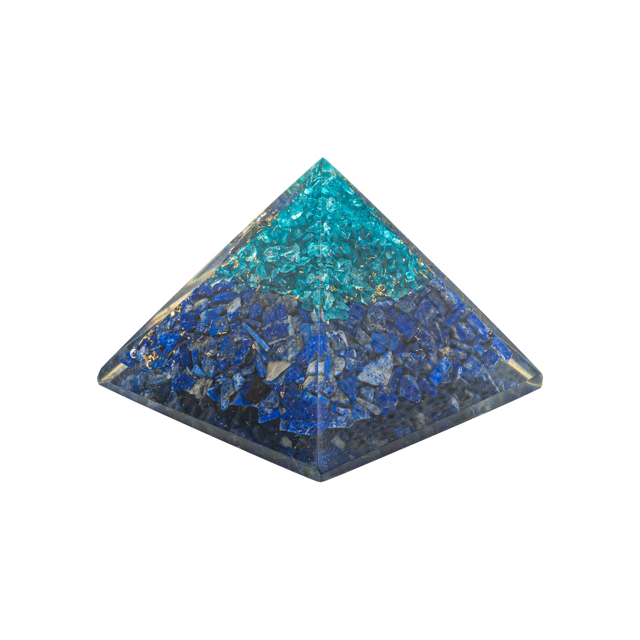 Orgonit Pyramide mit Lapislazuli und Aquamarin, Detailansicht