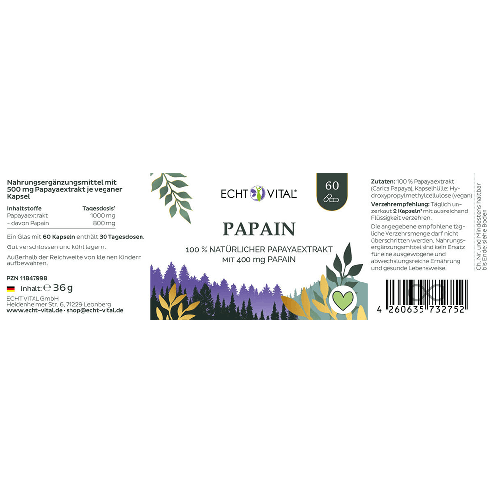 Papain Kapseln aus Papayas
