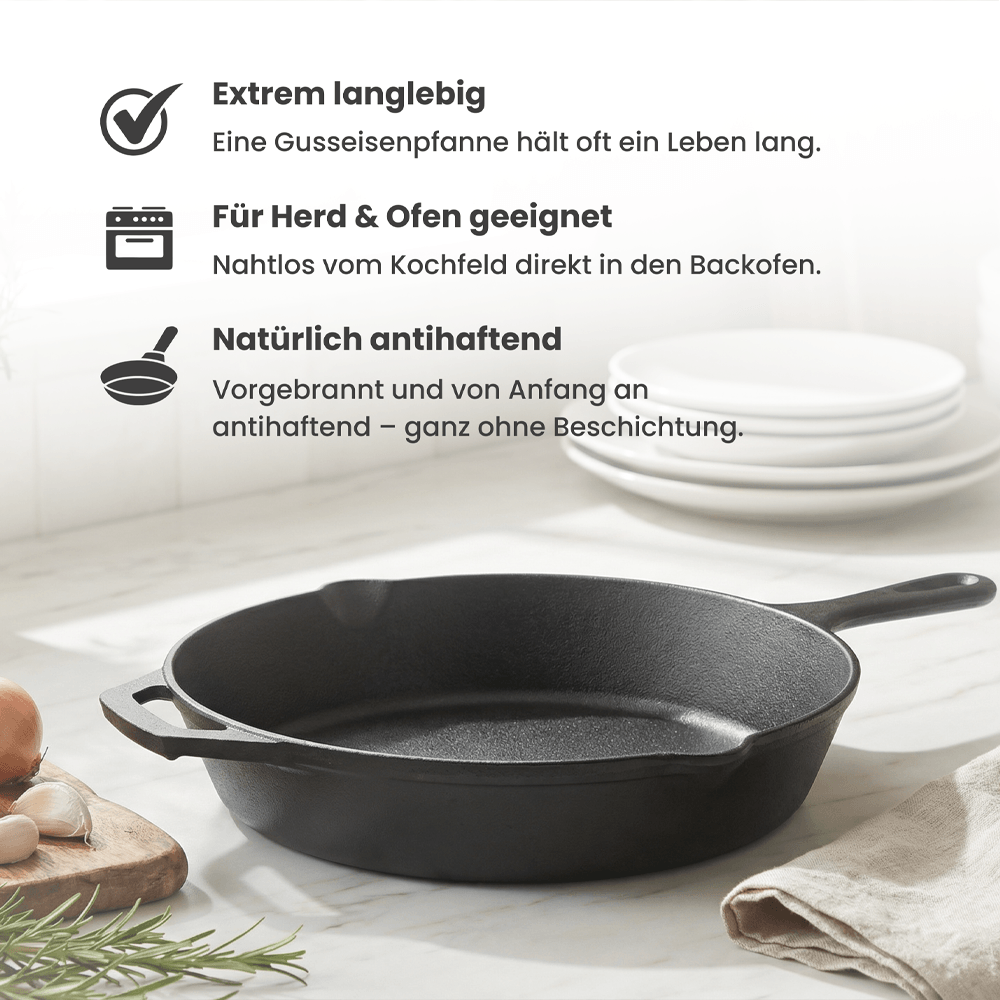 Pfanne aus Gusseisen mit Gegengriff Ø 30 cm