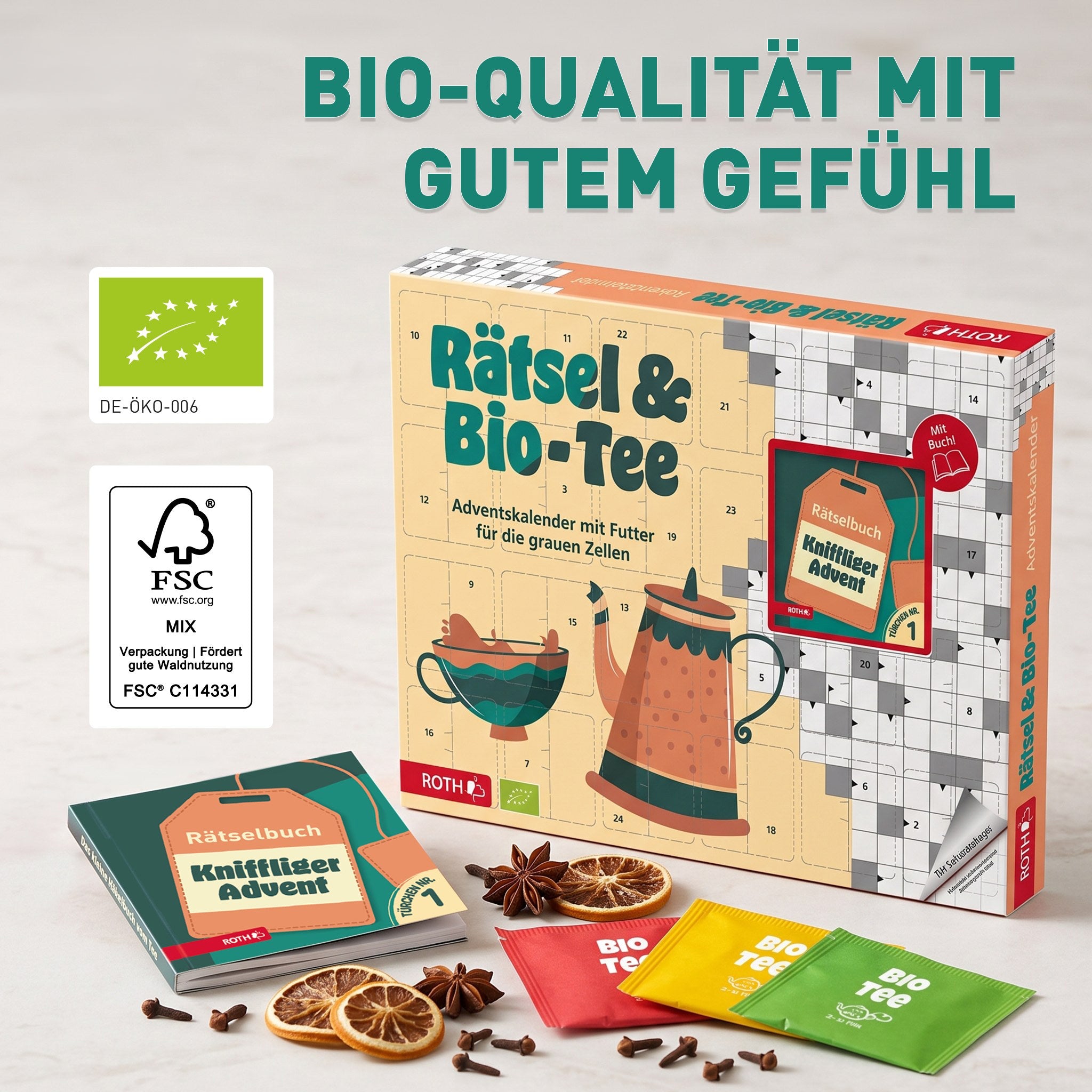 Rätsel und Bio Tee Adventskalender