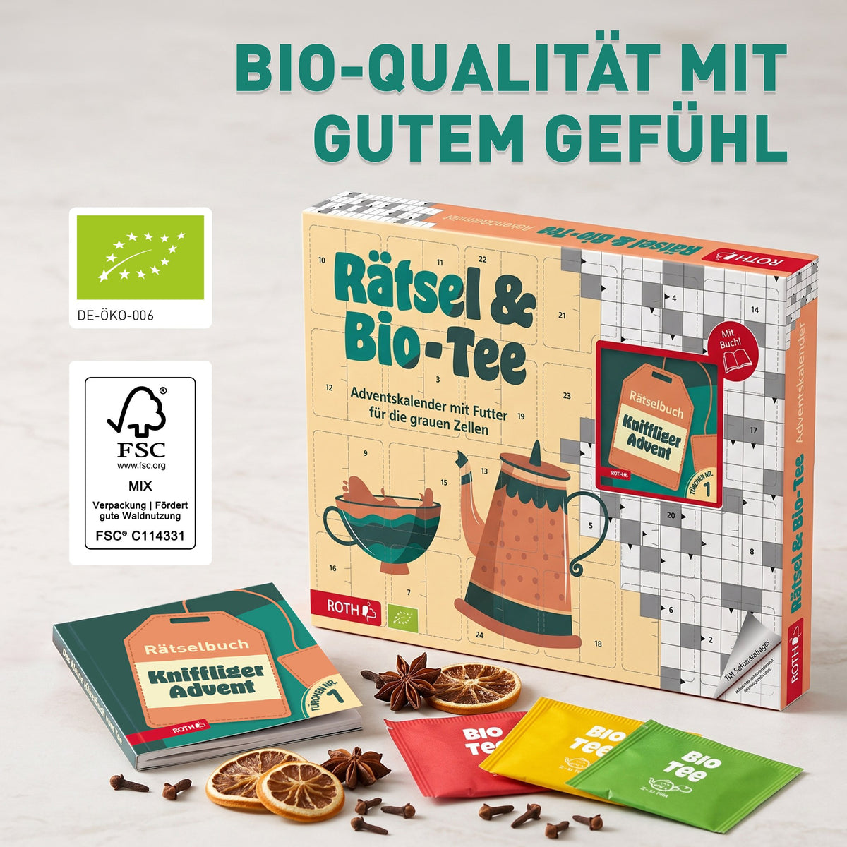 Rätsel und Bio Tee Adventskalender